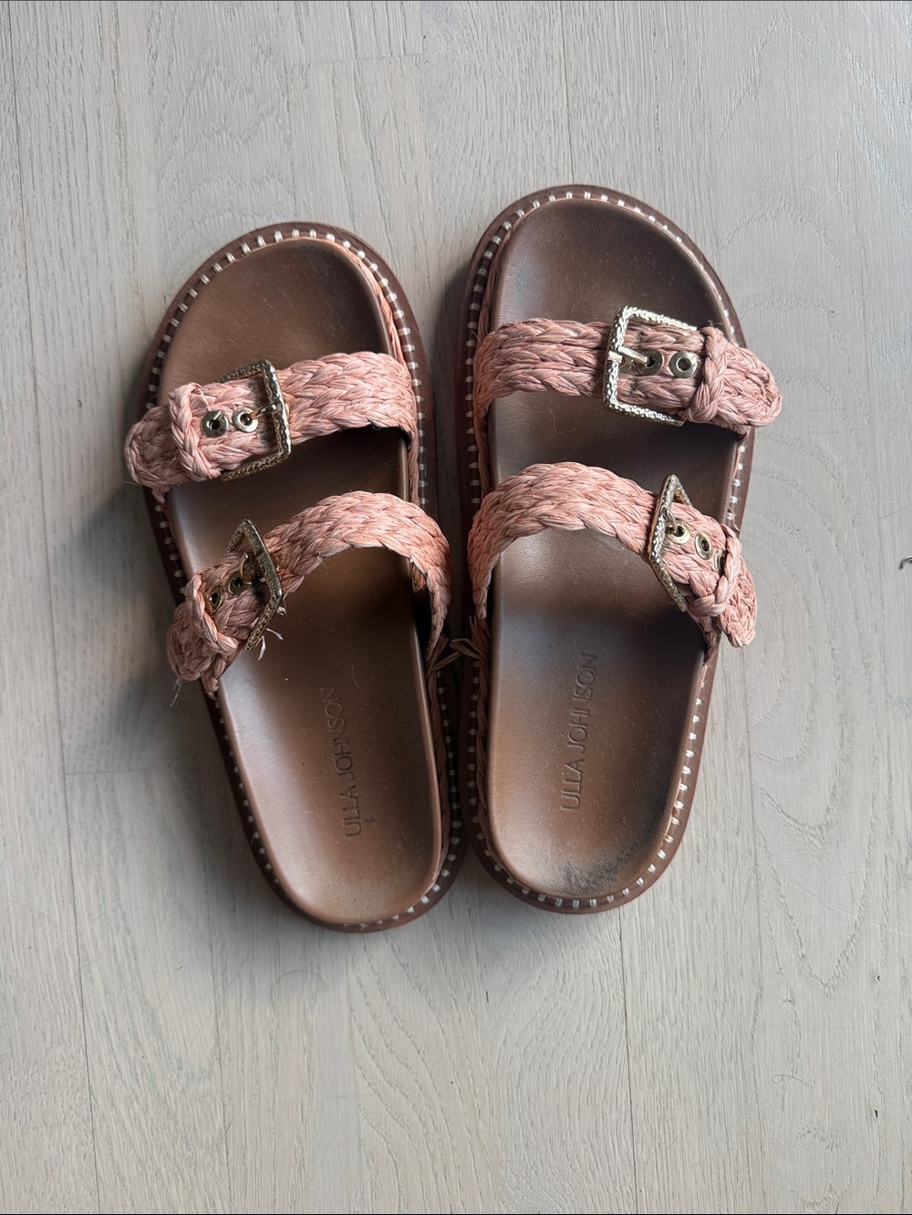 Ulla Johnson Girls Braided Pink Buckle Slide Sandals